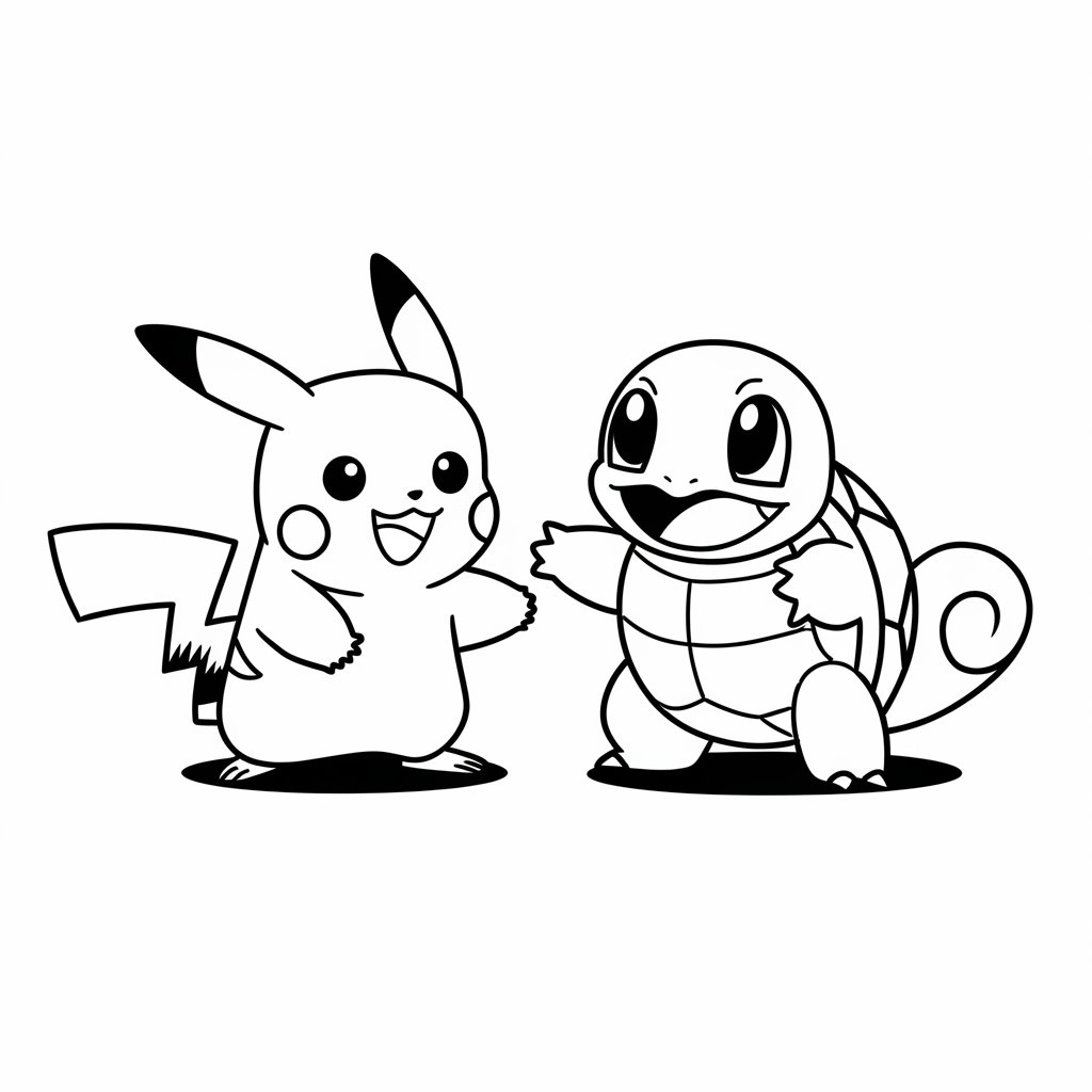 Squirtle e Pikachu pokemon da colorare​