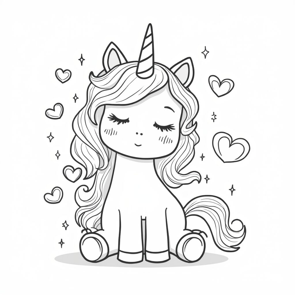 Unicorni da Colorare cuori