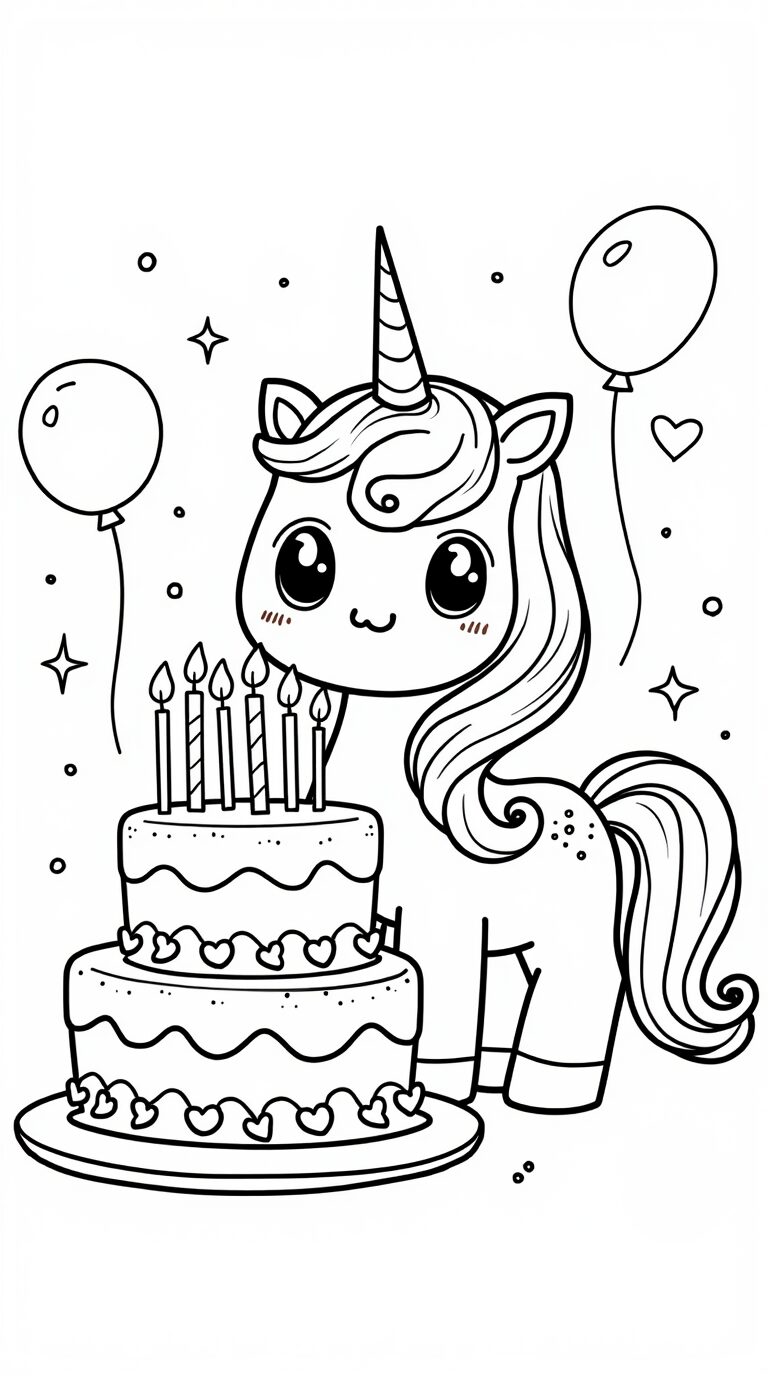 Unicorni da Colorare candele di compleanno torta