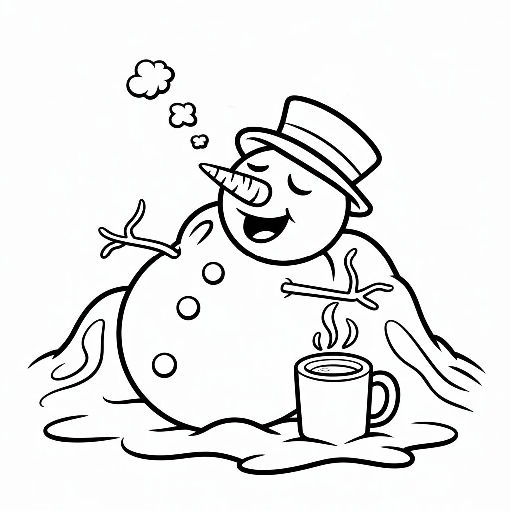 Pupazzo di neve a sorpresa da una scatola regalo da colorare