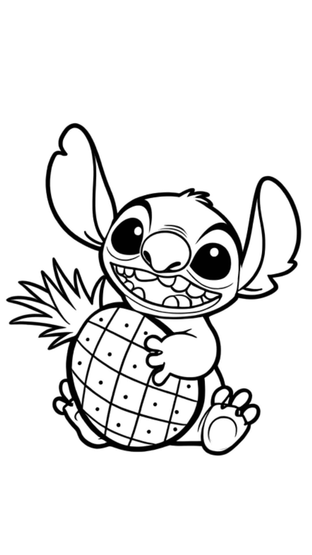 Stitch da colorare con un ananas