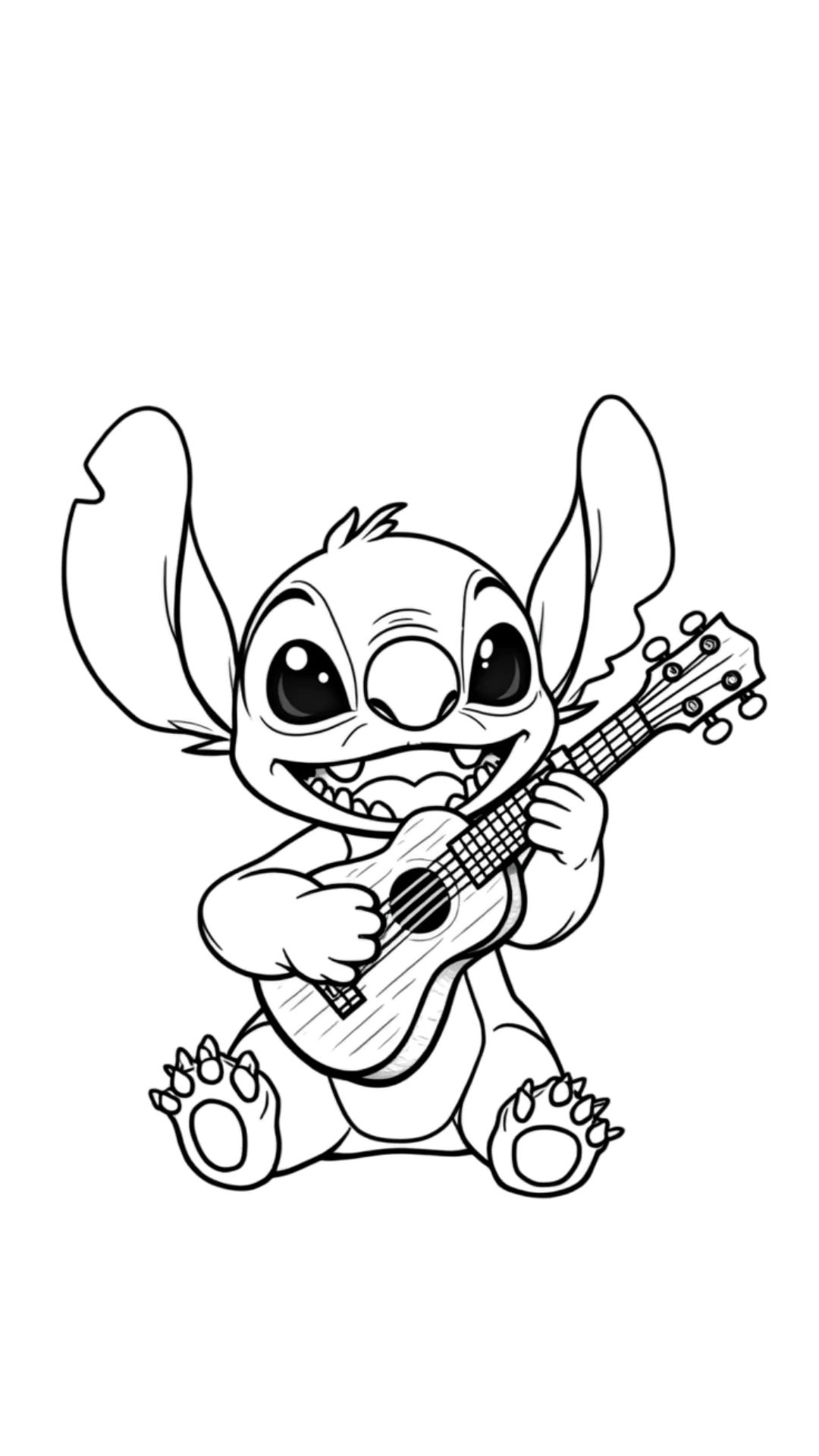 Stitch da colorare che suona la chitarra