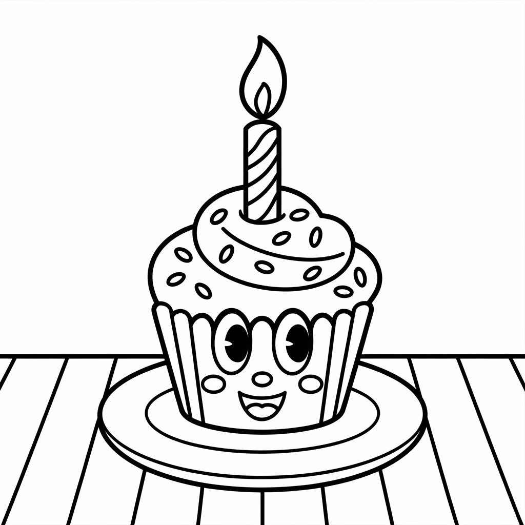 disegno di una torta di compleanno da colorare