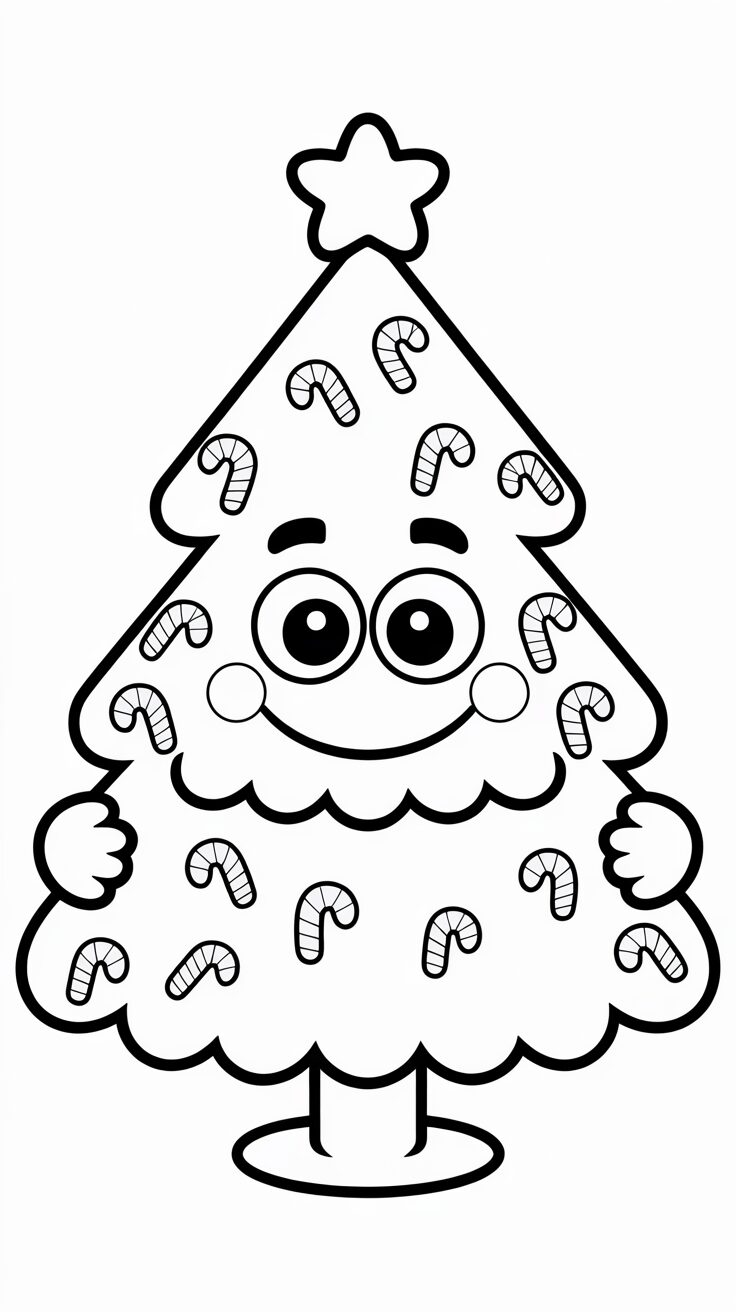 Albero di Natale divertente e semplice da colorare