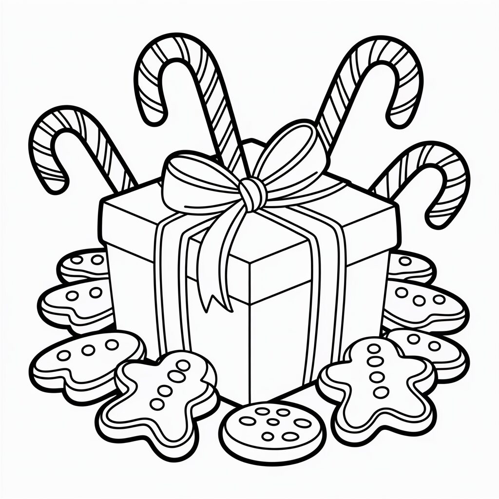 Regali e dolcetti di Natale da colorare per bambini