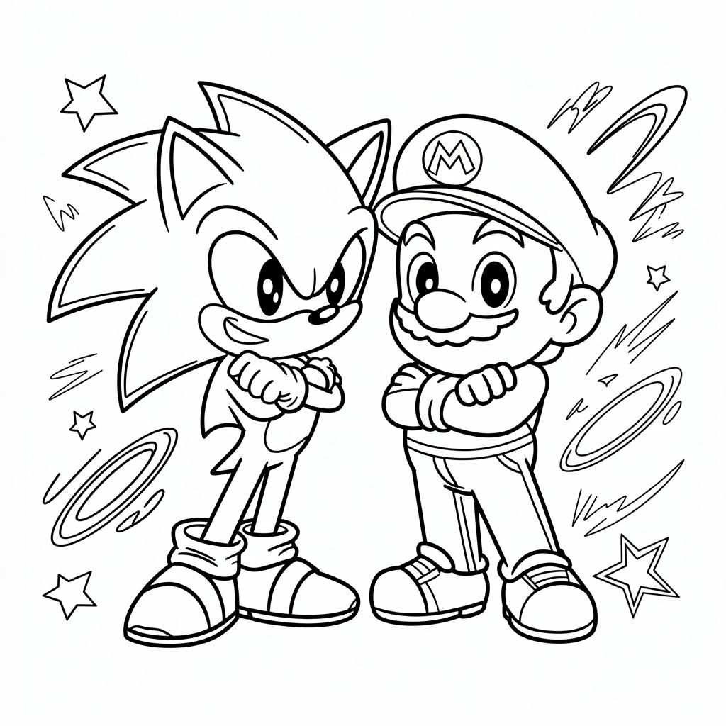 stampa e colora sonic e mario