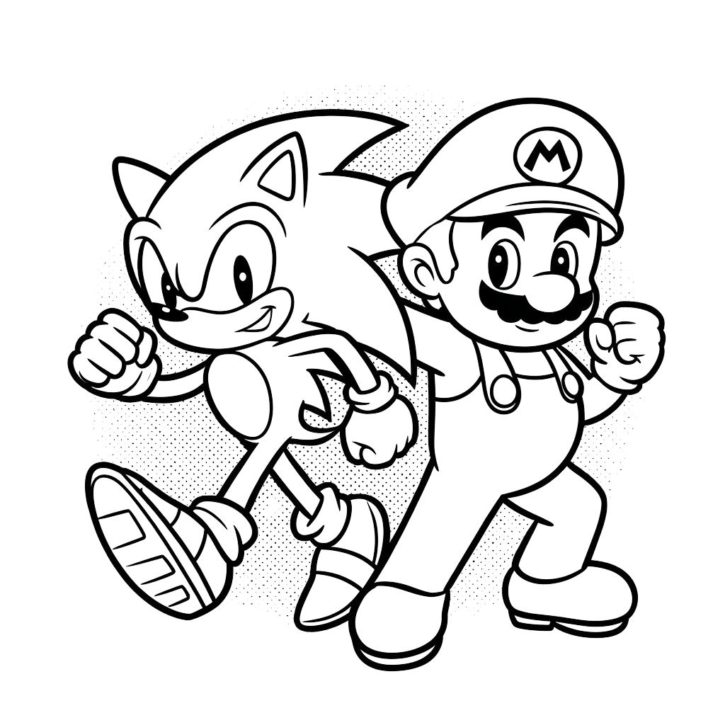disegni sonic e mario da colorare