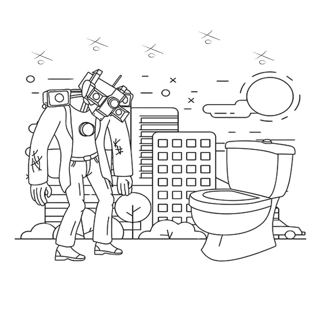 coloring page skibidi toilet da colorare