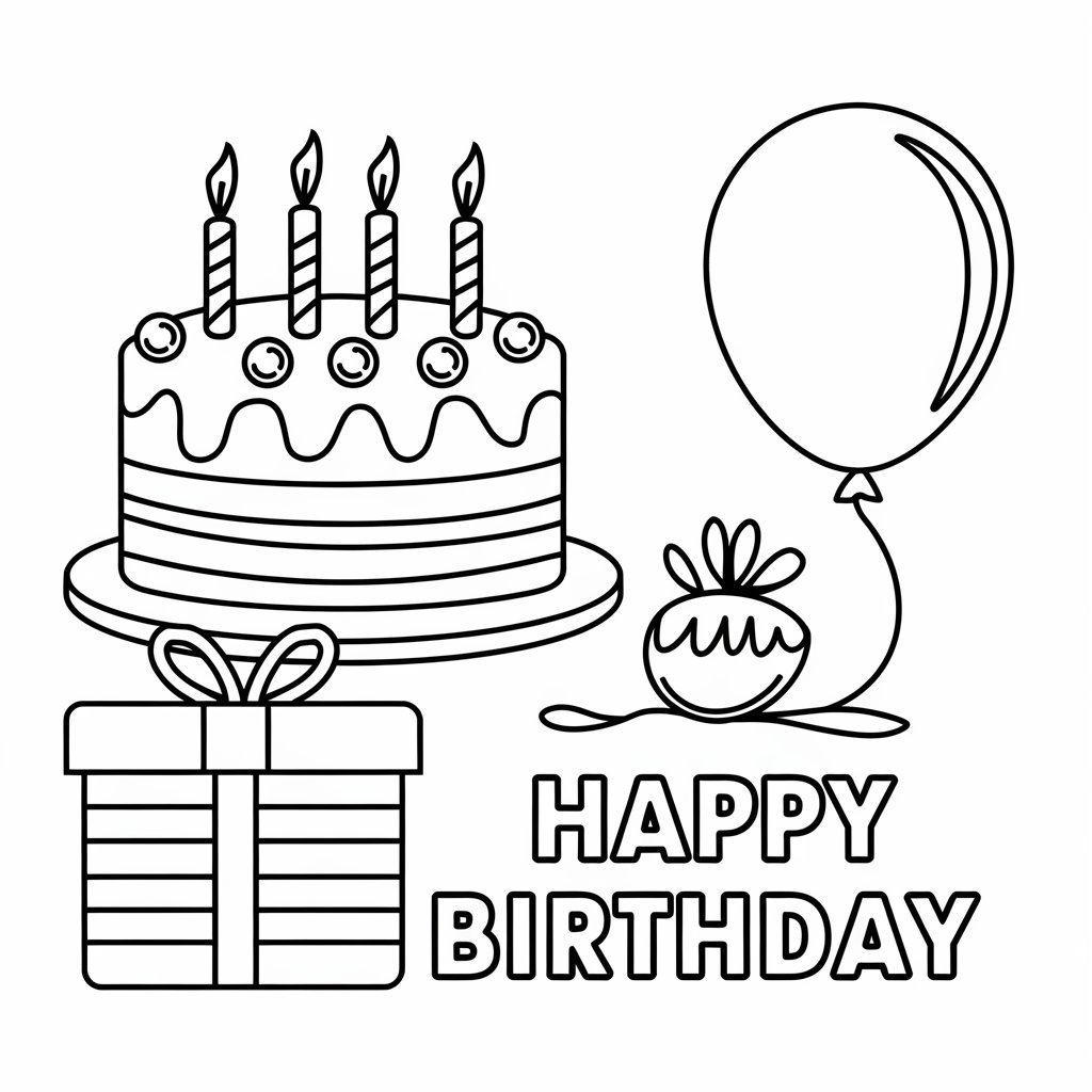 buon compleanno biglietti di auguri da colorare