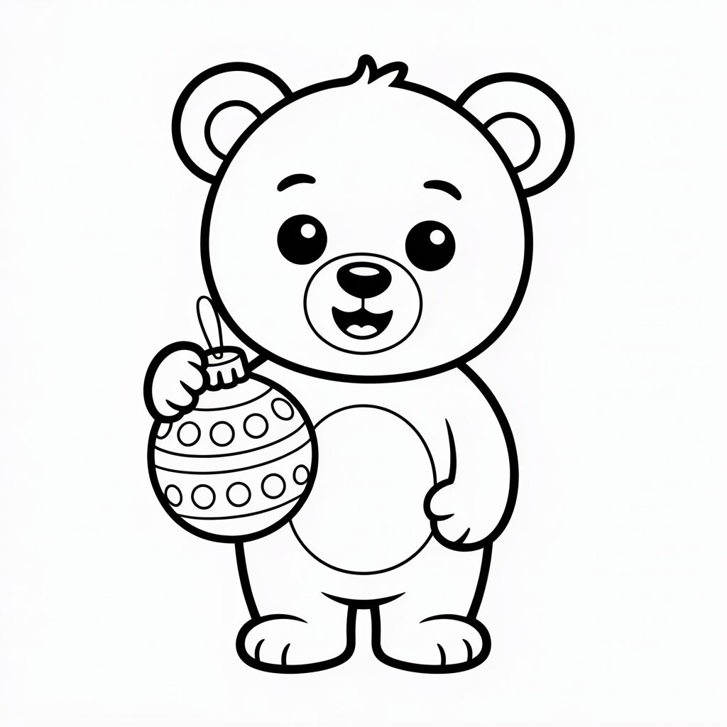 Disegno di pallina con orsacchiotto da colorare gratis