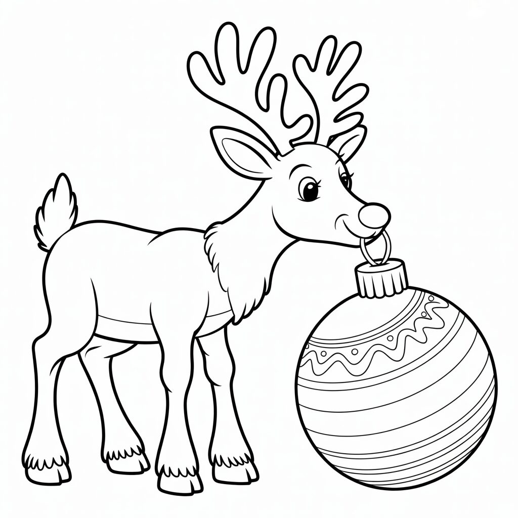 Disegno di pallina con renna da colorare gratis