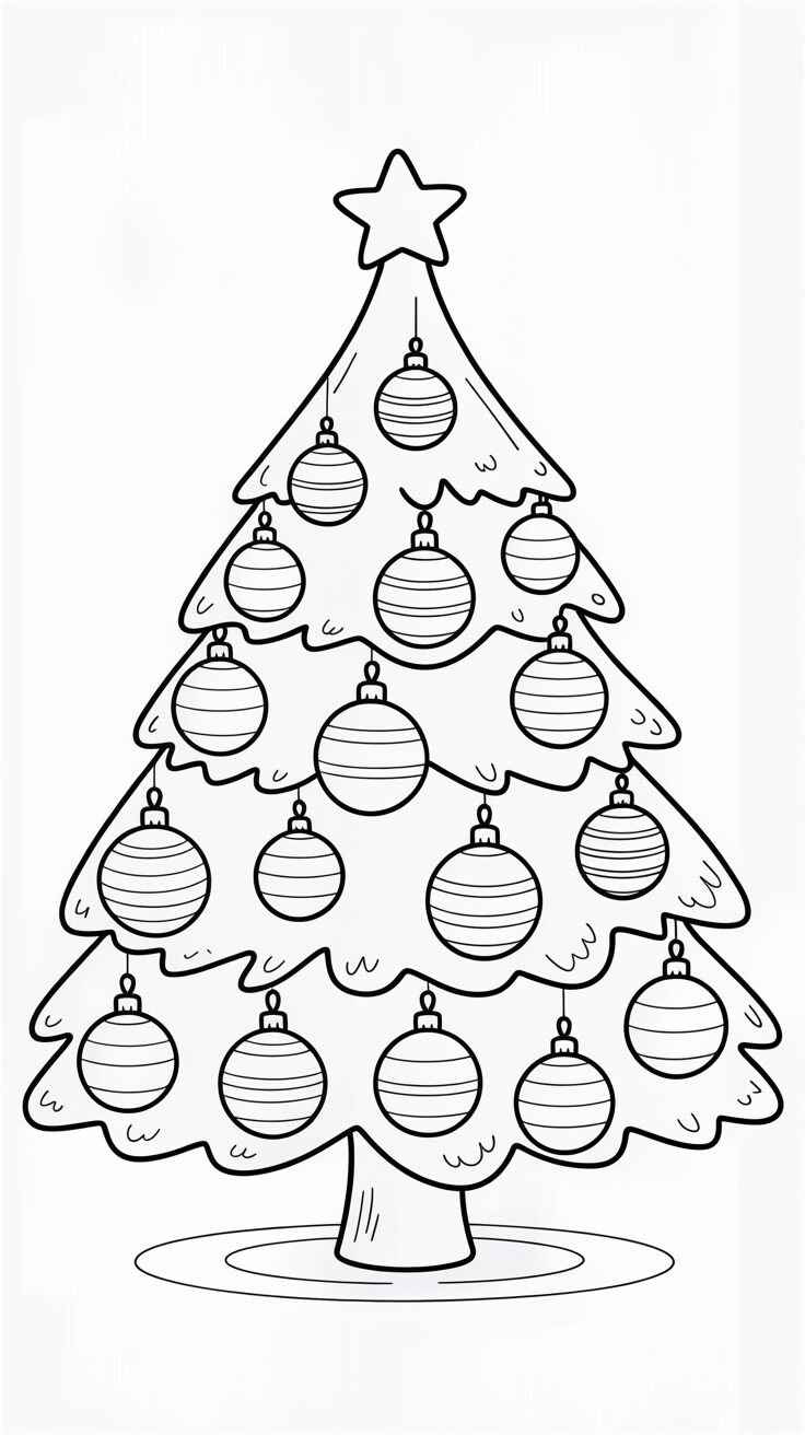 Disegno di pallina sull’albero di Natale da colorare gratis