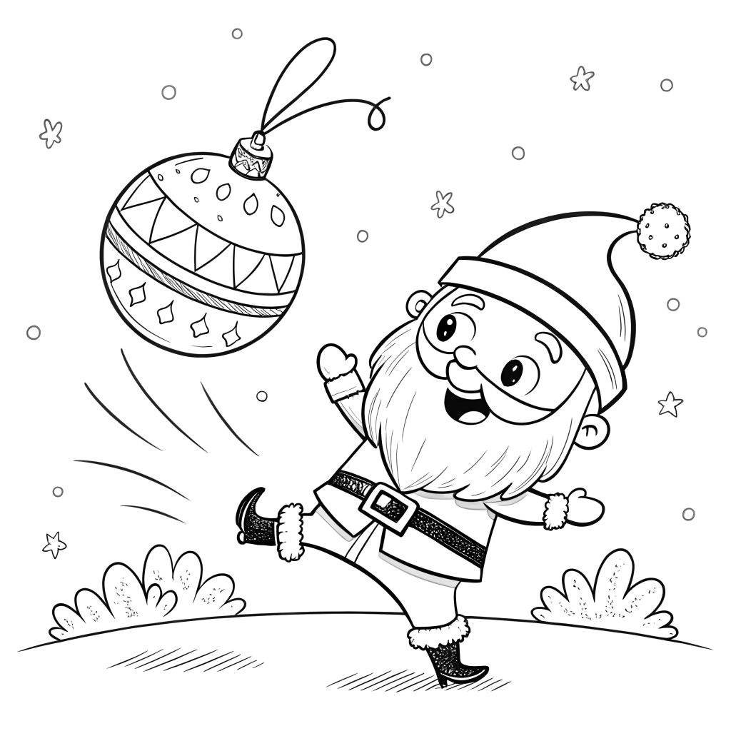 Pallina di Natale con Babbo Natale da colorare