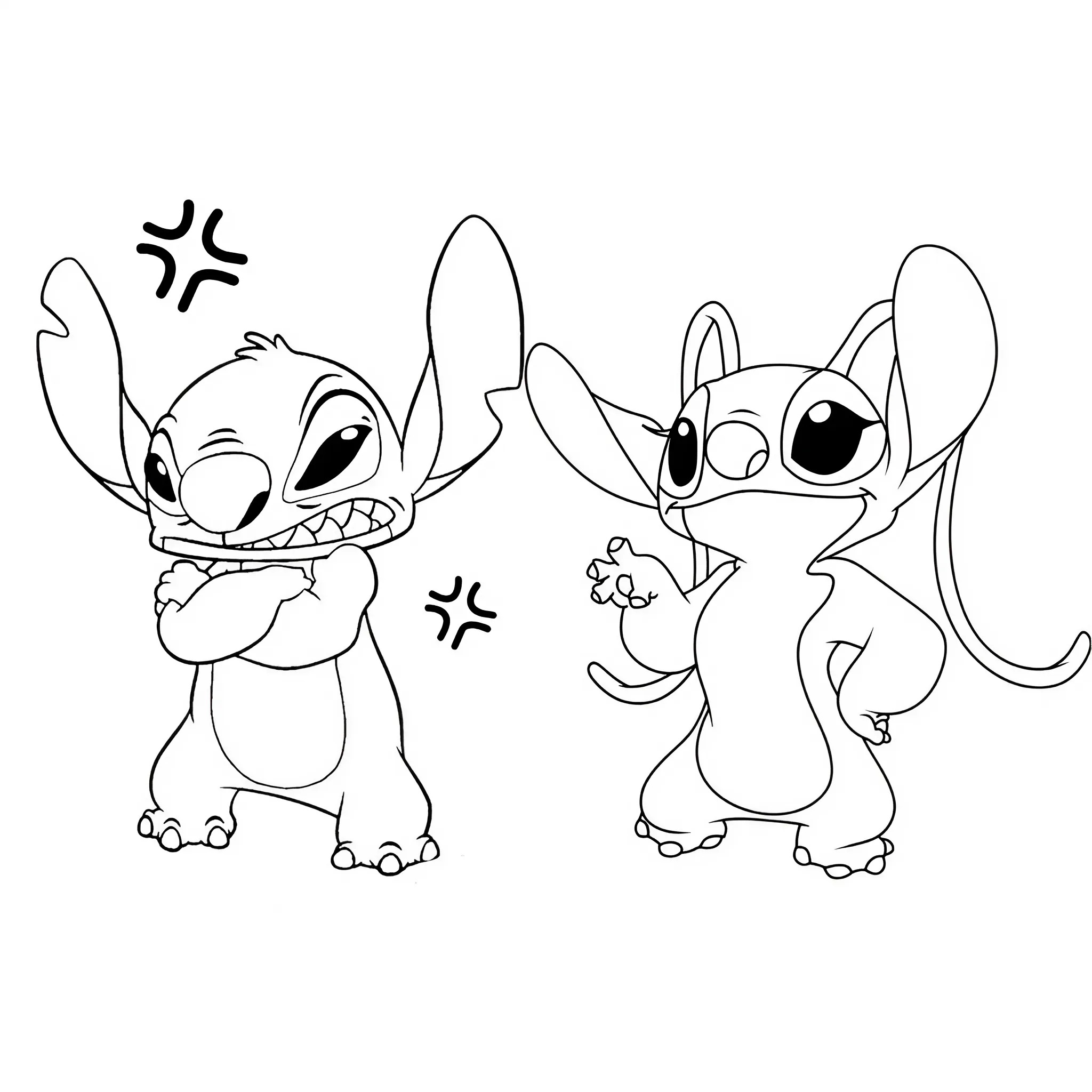 stitch e angel da colorare