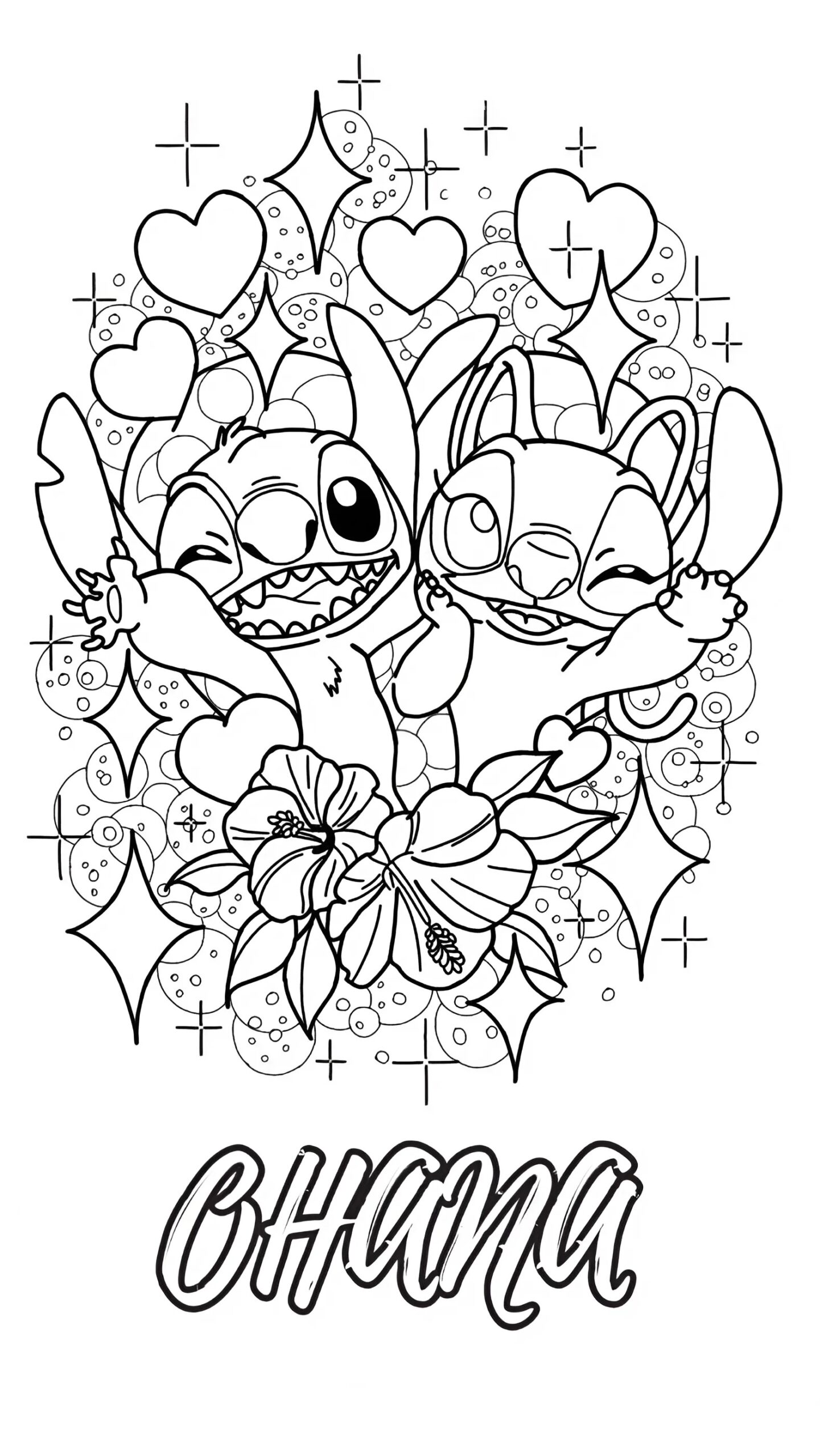 disegni da colorare stitch e angel