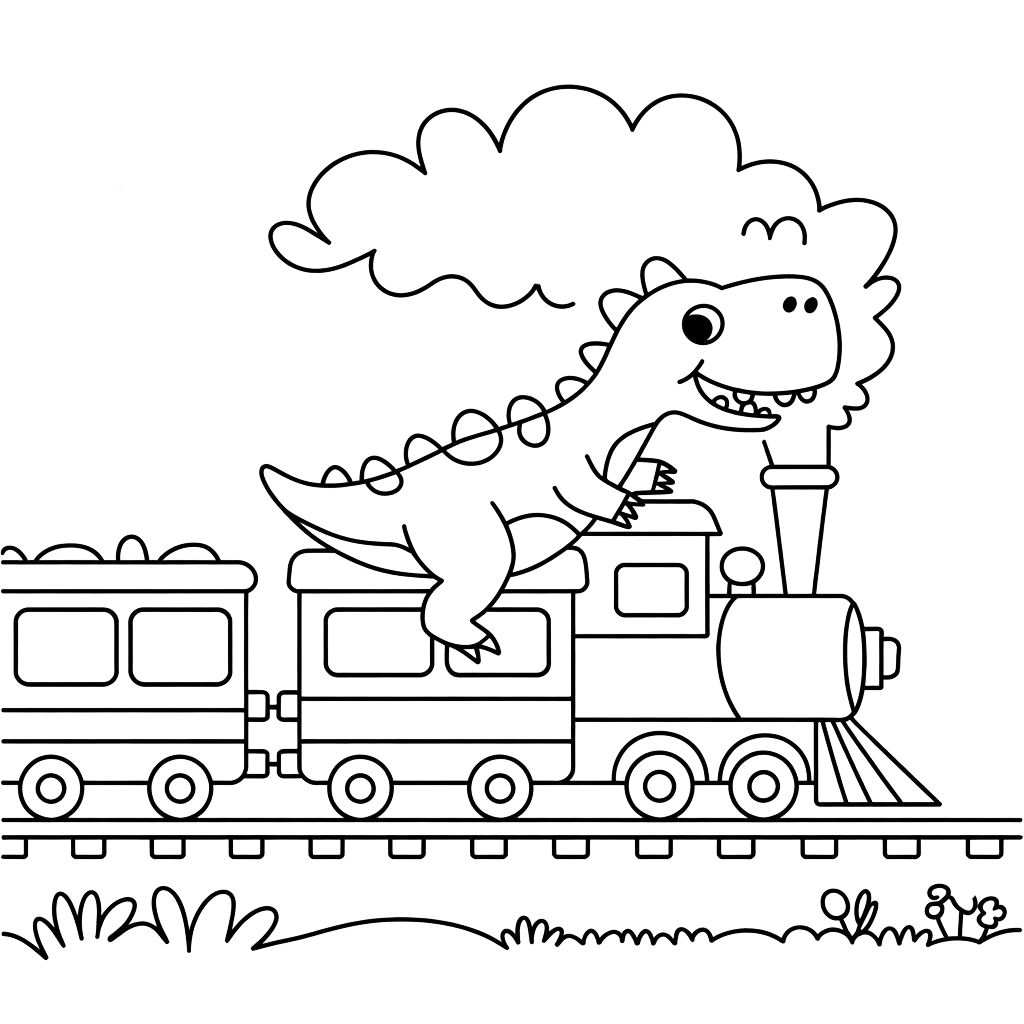 disegni da colorare il treno dei dinosauri