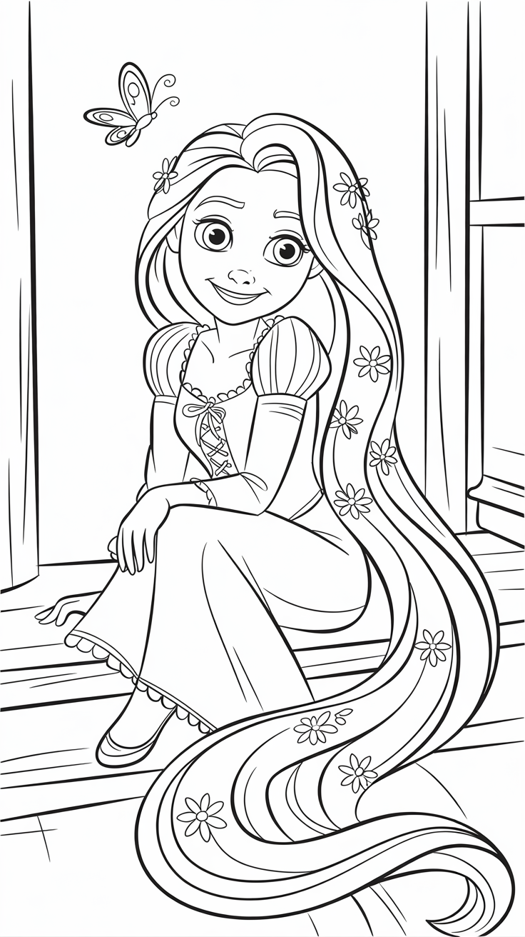 disegno rapunzel da colorare