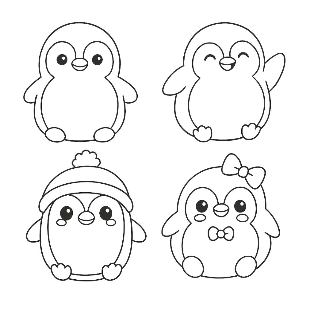 animali kawaii da colorare pinguino