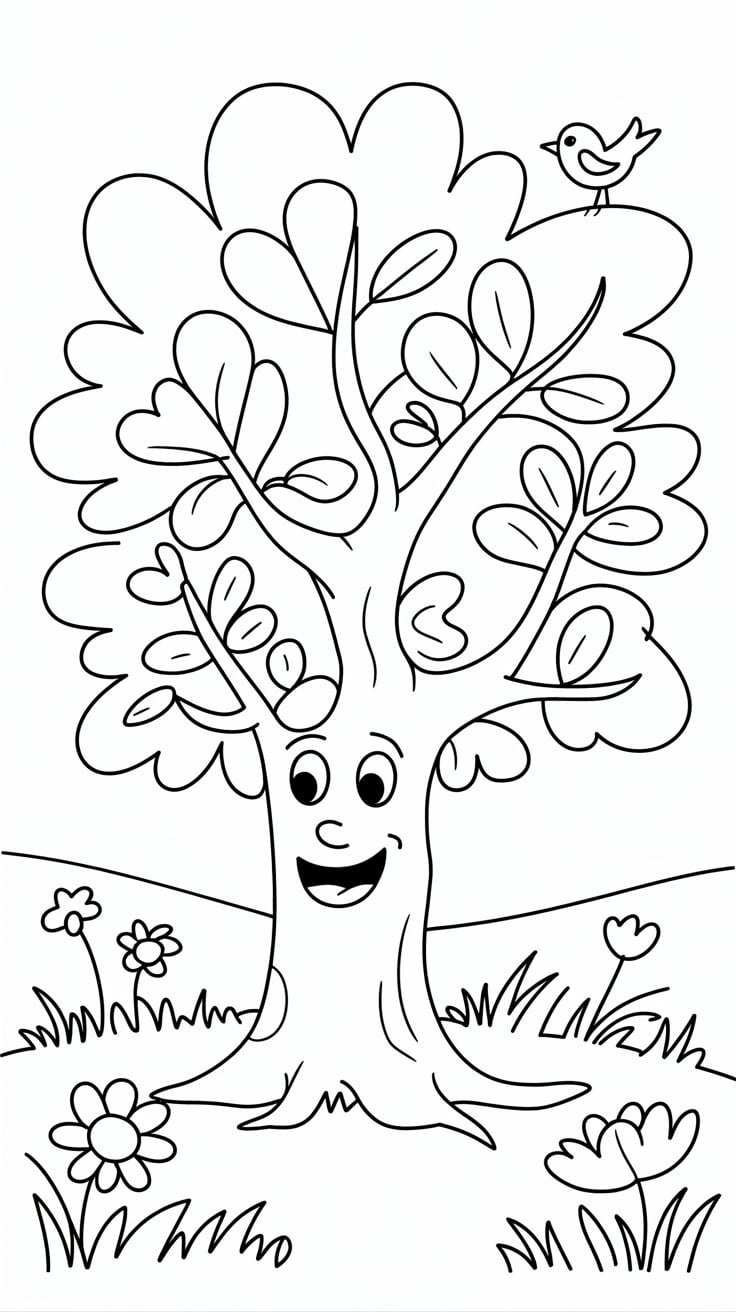 alberi disegno da colorare