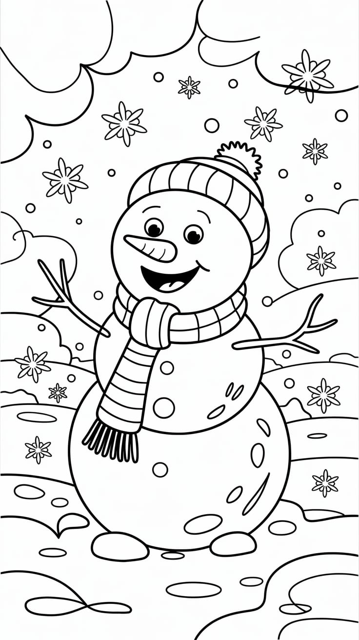 pupazzo di neve disegno colorato