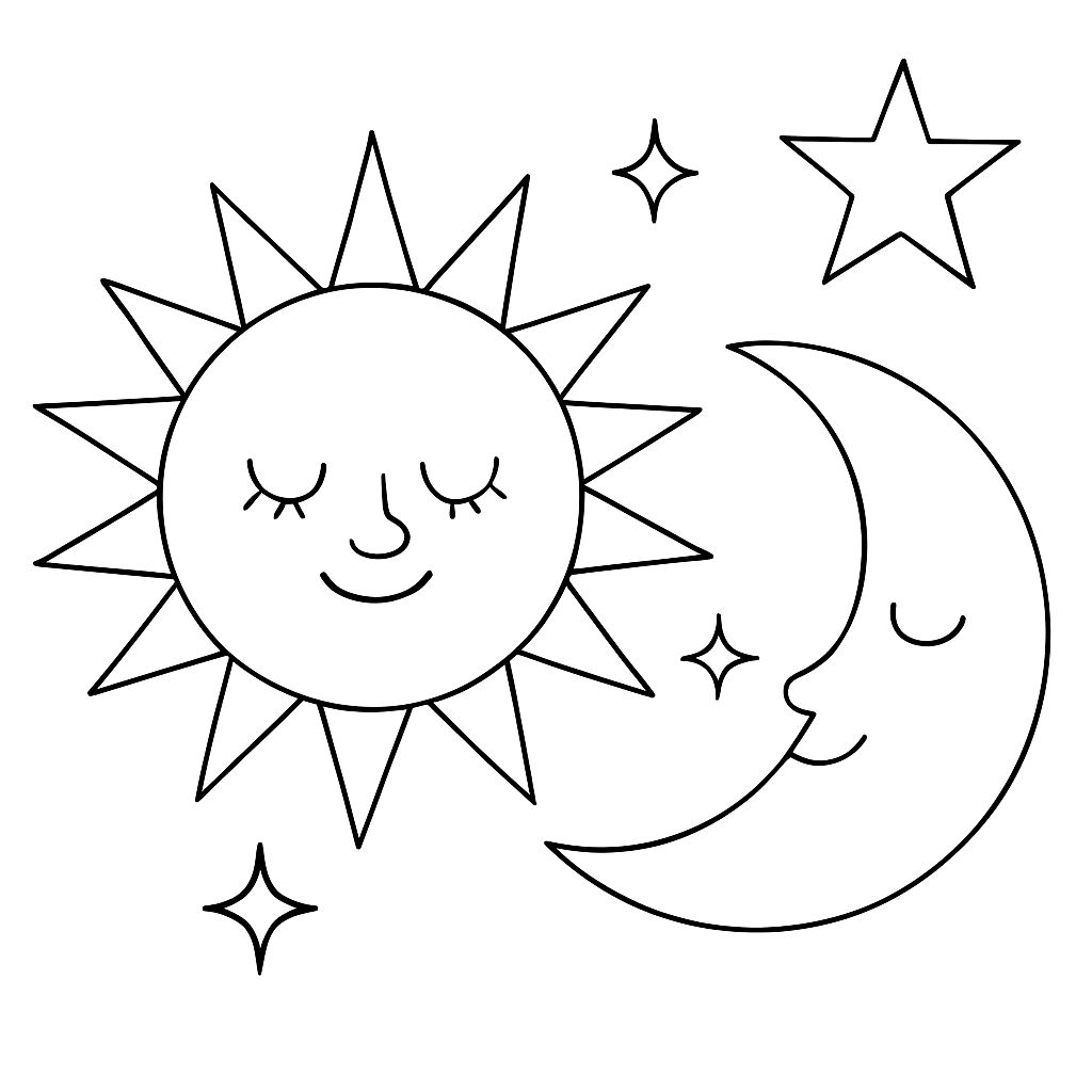 sole e luna disegno colorato