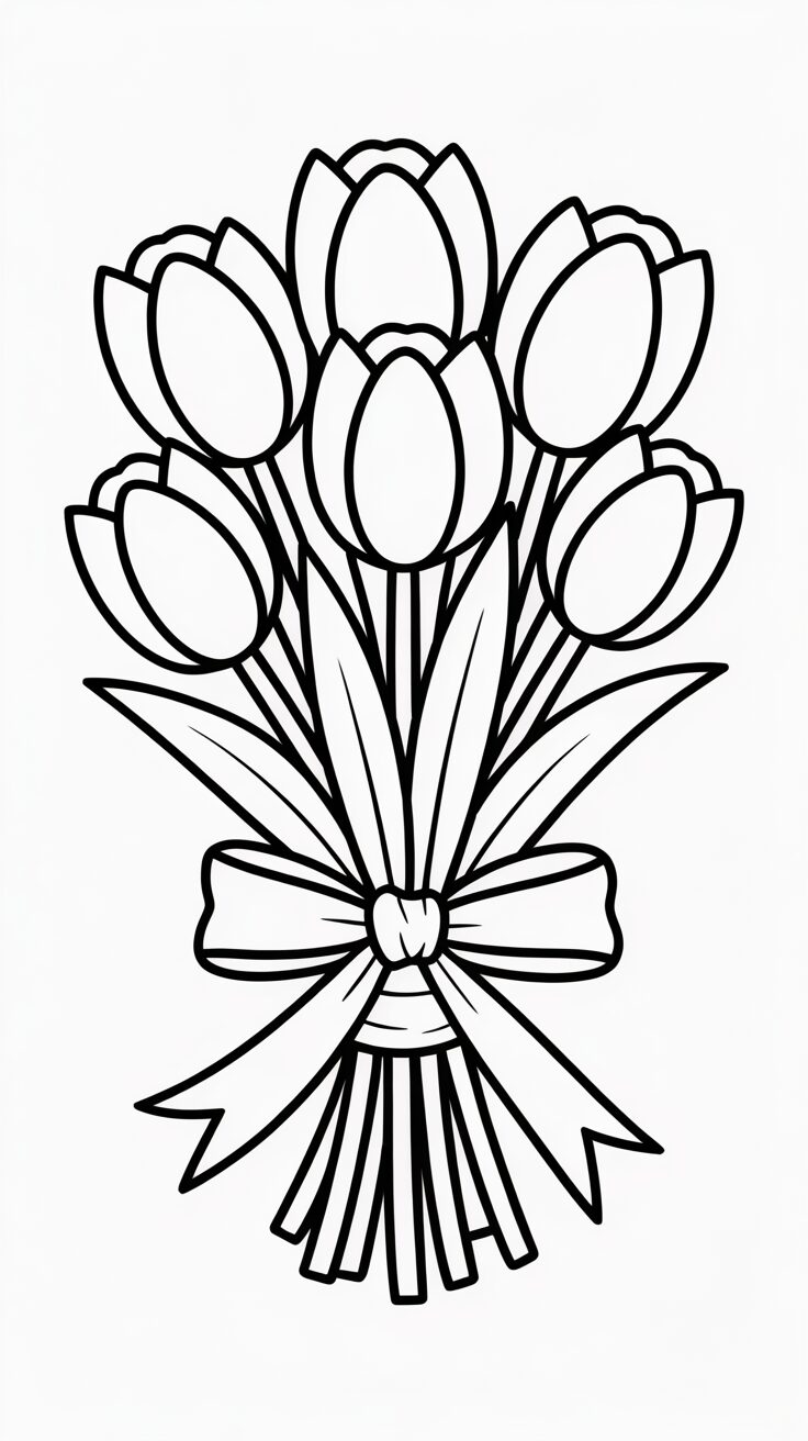 Bouquet di tulipani colorare