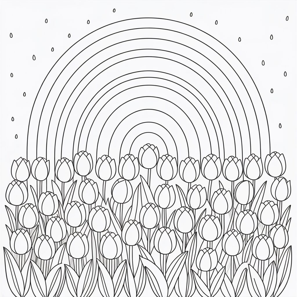 colorare Campo di tulipani