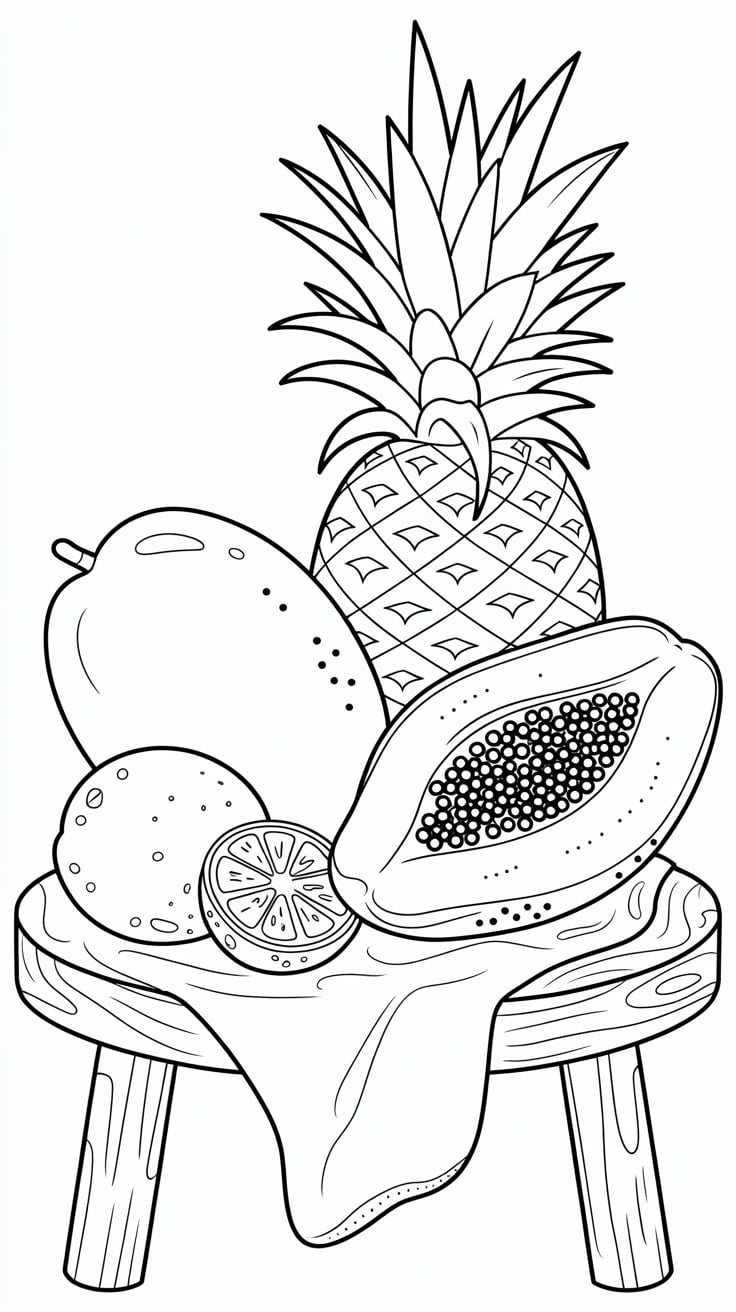 disegno cesta di frutta