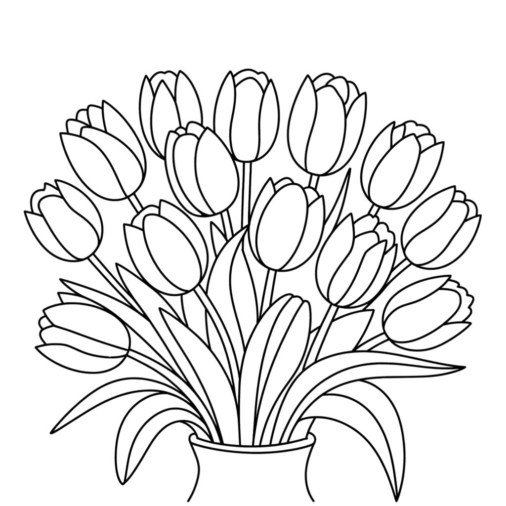 disegni di tulipano da colorare