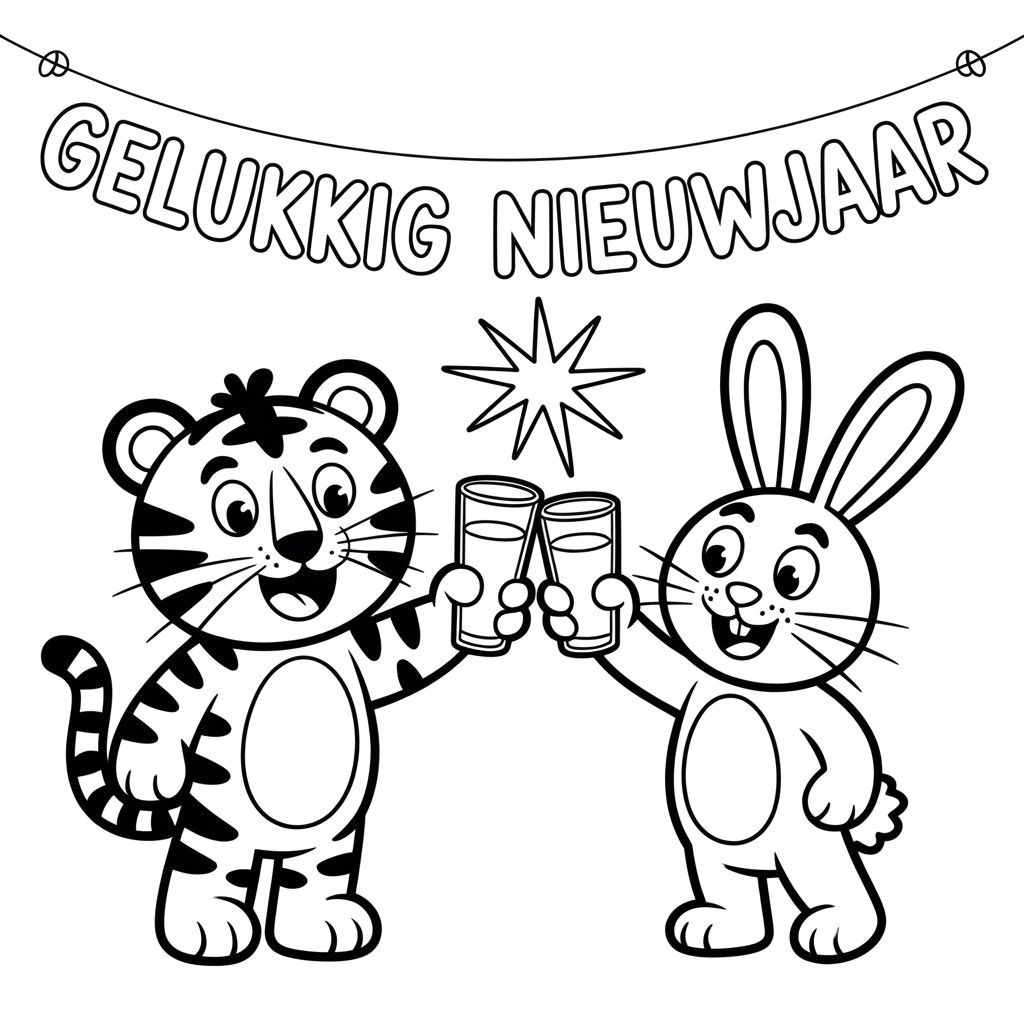 Stampabile Icone di Capodanno Disegni di PDF da colorare