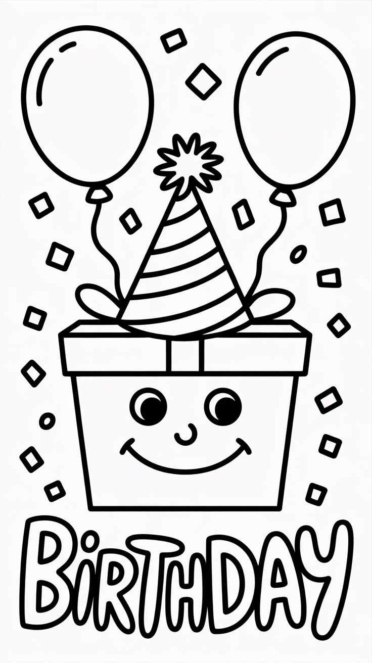 Scarica regalo di compleanno da colorare