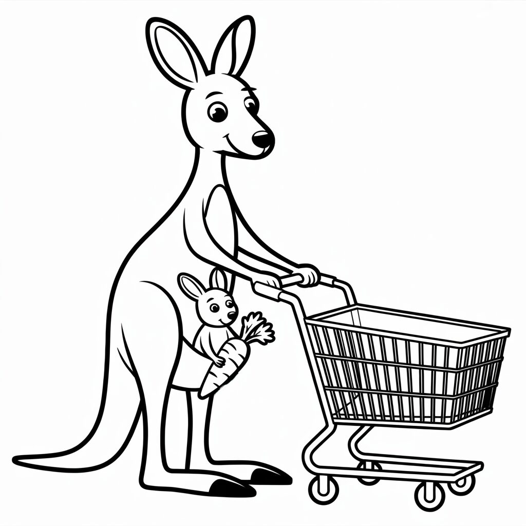 Colorare canguro con cucciolo nel marsupio