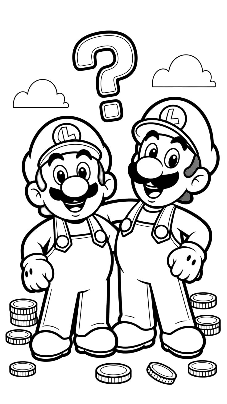 luigi e mario da colorare
