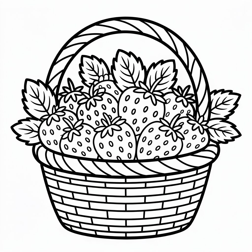 Pagina da colorare Cesto di fragole stampabile