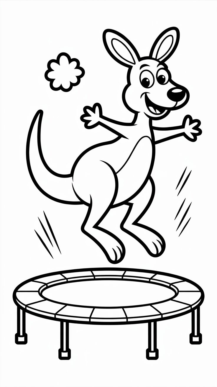 Disegno da colorare canguro saltellante