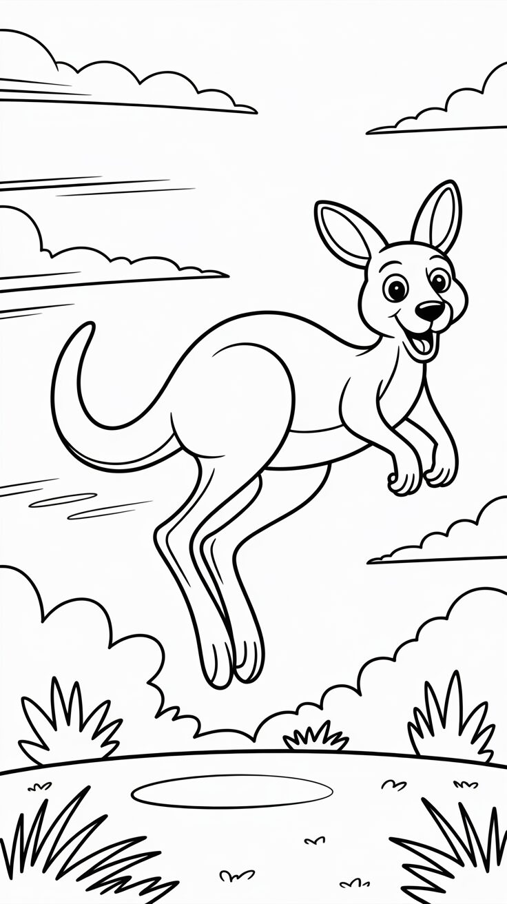 Modello da colorare canguro saltellante