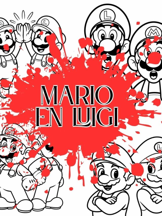 Kleurplaat Mario en Luigi