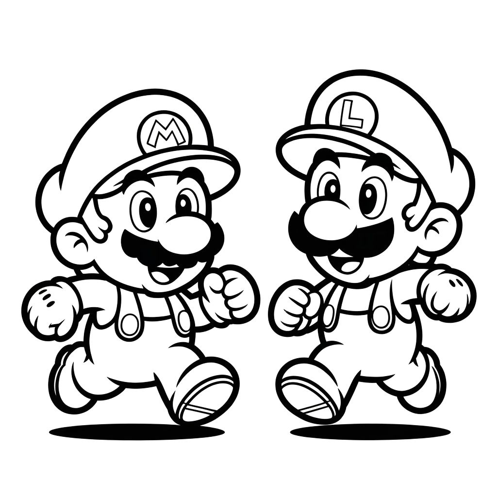 disegni mario e luigi da colorare