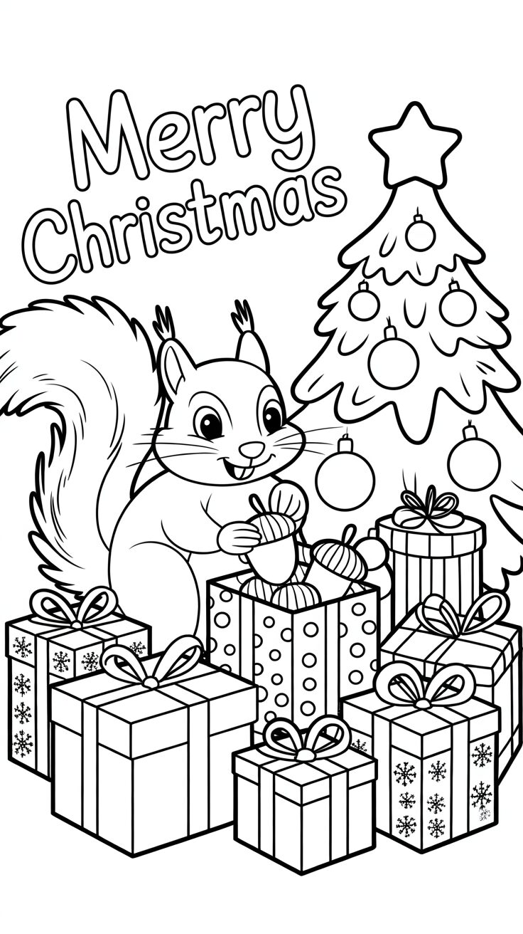 Albero di Natale con regali da colorare