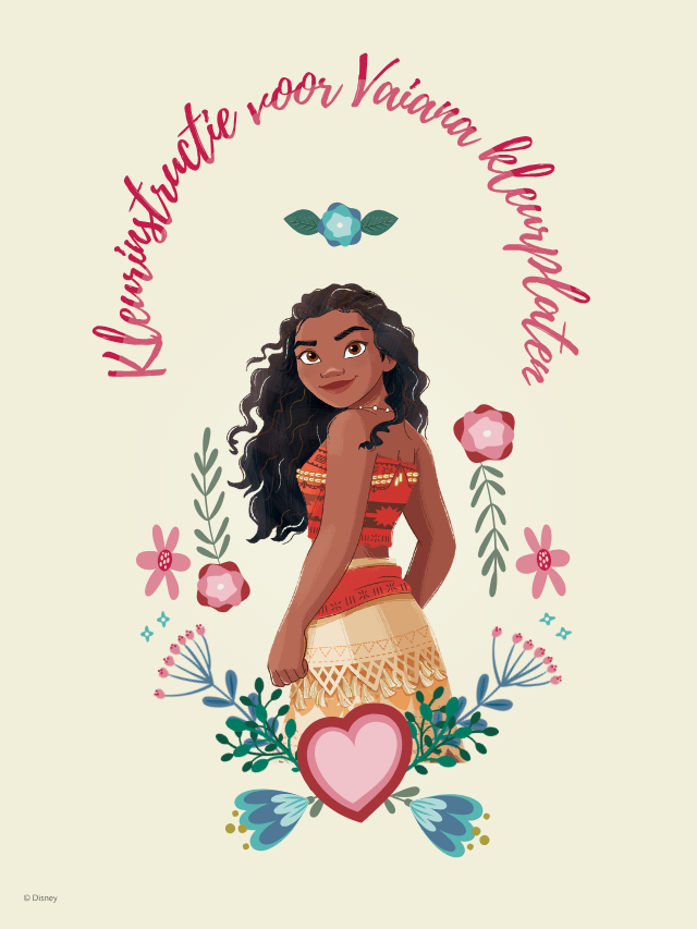 Kleurinstructie voor Vaiana kleurplaten