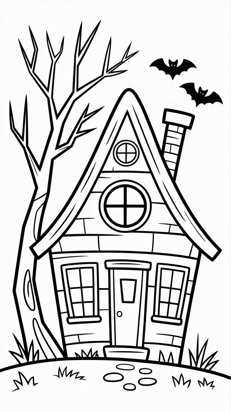 Disegno di casa infestata di Halloween stampabile in PDF
