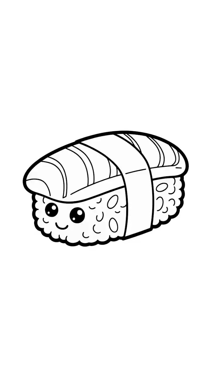 disegni kawaii da colorare sushi