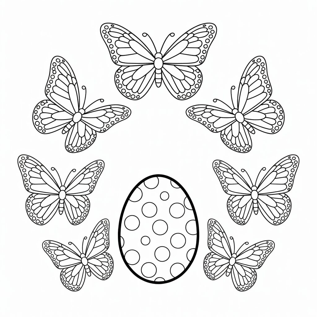 Uova con farfalle colorare