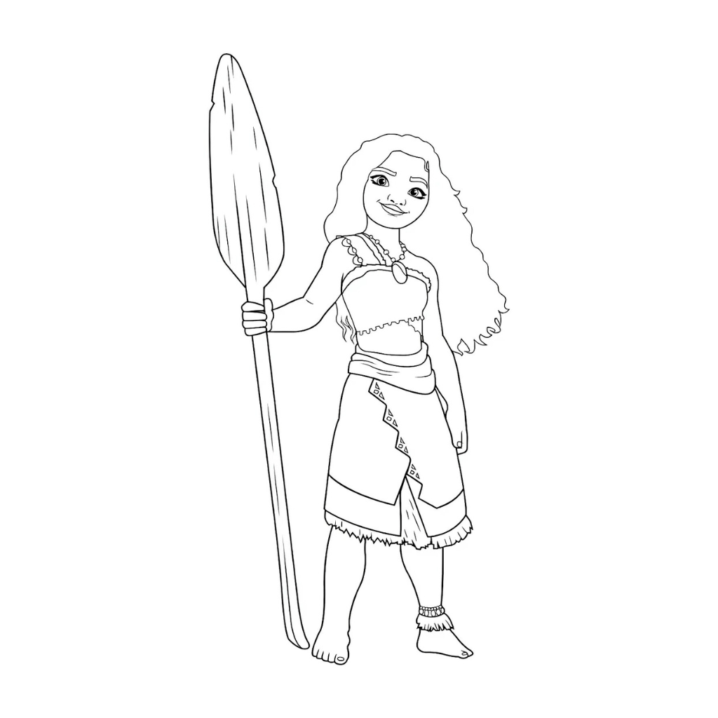 Disegni da colorare di Moana con la lancia